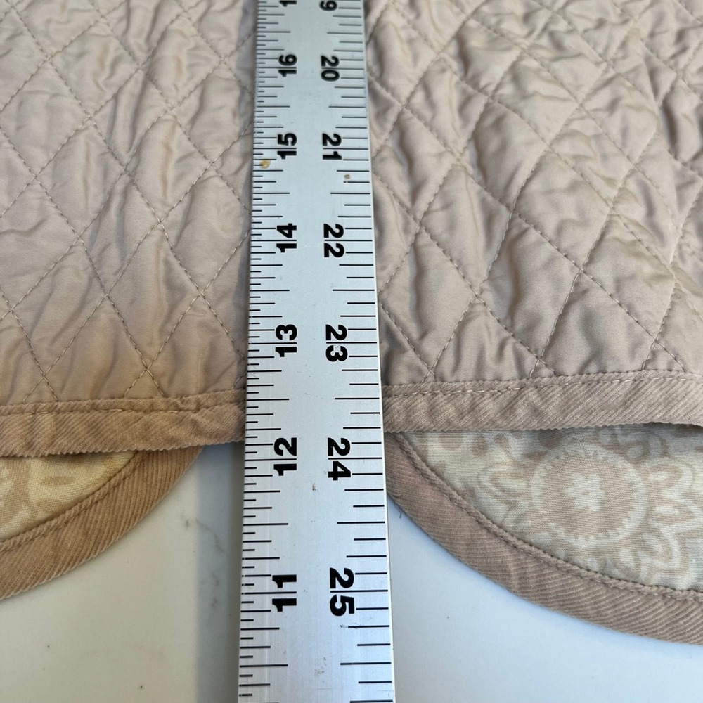 Talbots Womens XL Tan Quilted Zip Front Vest Corduroy Trim Mock Neck Beige - Picture 6 of 11